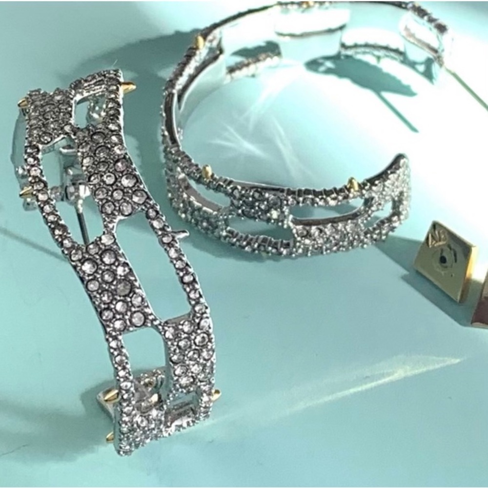 Alexis Bittar Encrusted Lattice Hoop Earrings